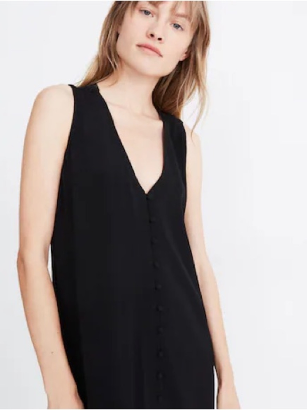 Madewell Black V-Neck Button-Front Sleeveless Top - Women